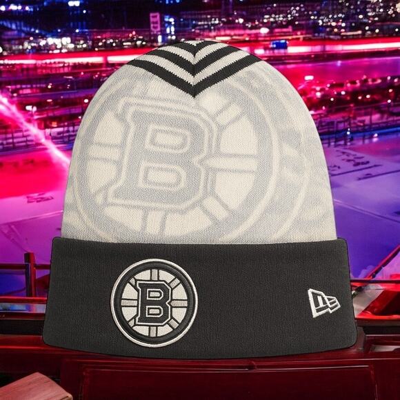 New Era Boston Bruins Knit Beanie Cap Cuff Skull Hat NHL Ice Hockey Pastrnak - Picture 1 of 14